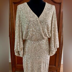 Eliza J champagne sequin cocktail dress Size 4